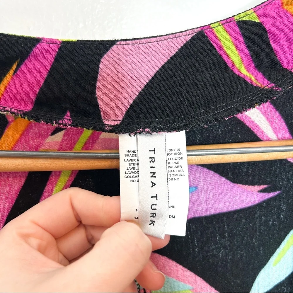 Trina Turk Bird Of Paradise Kimono Swim Cover Colorful Palm‎ Print One Size - Picture 7 of 9